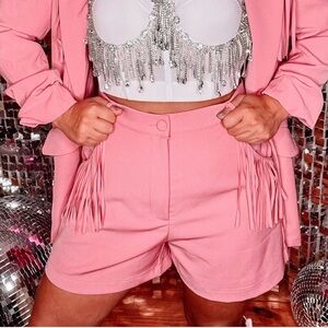 Chic Pink Fringe Women's Shorts